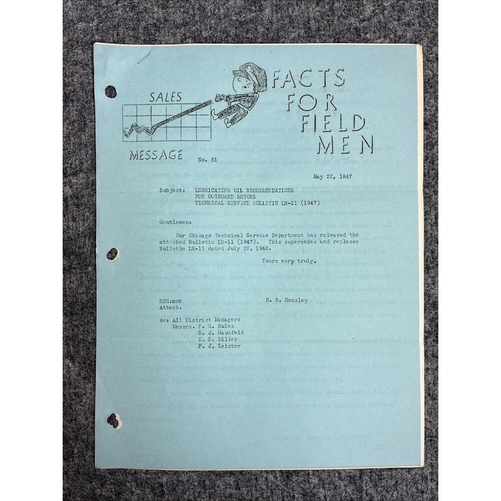 Pure Oil Commando Corps Message 1947 #61 Lubricating Recommendations Ooutboard